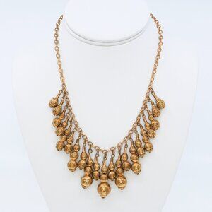 Vintage Early Haskell Style‎ Gold Plated Brass Drop Fringe Bib Necklace 1930s